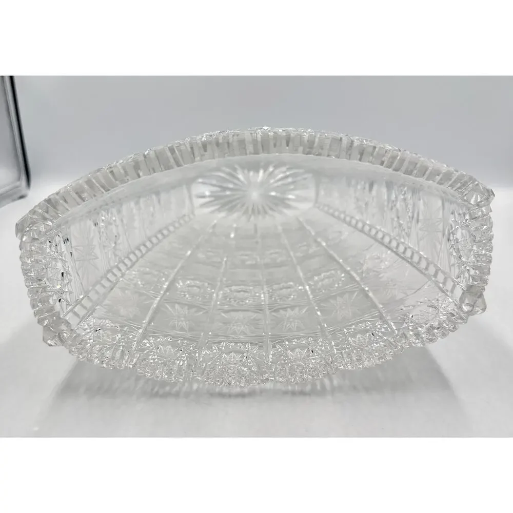 Vintage Bohemia Crystal Handmade and Hand-Cut Large Heavy Vase